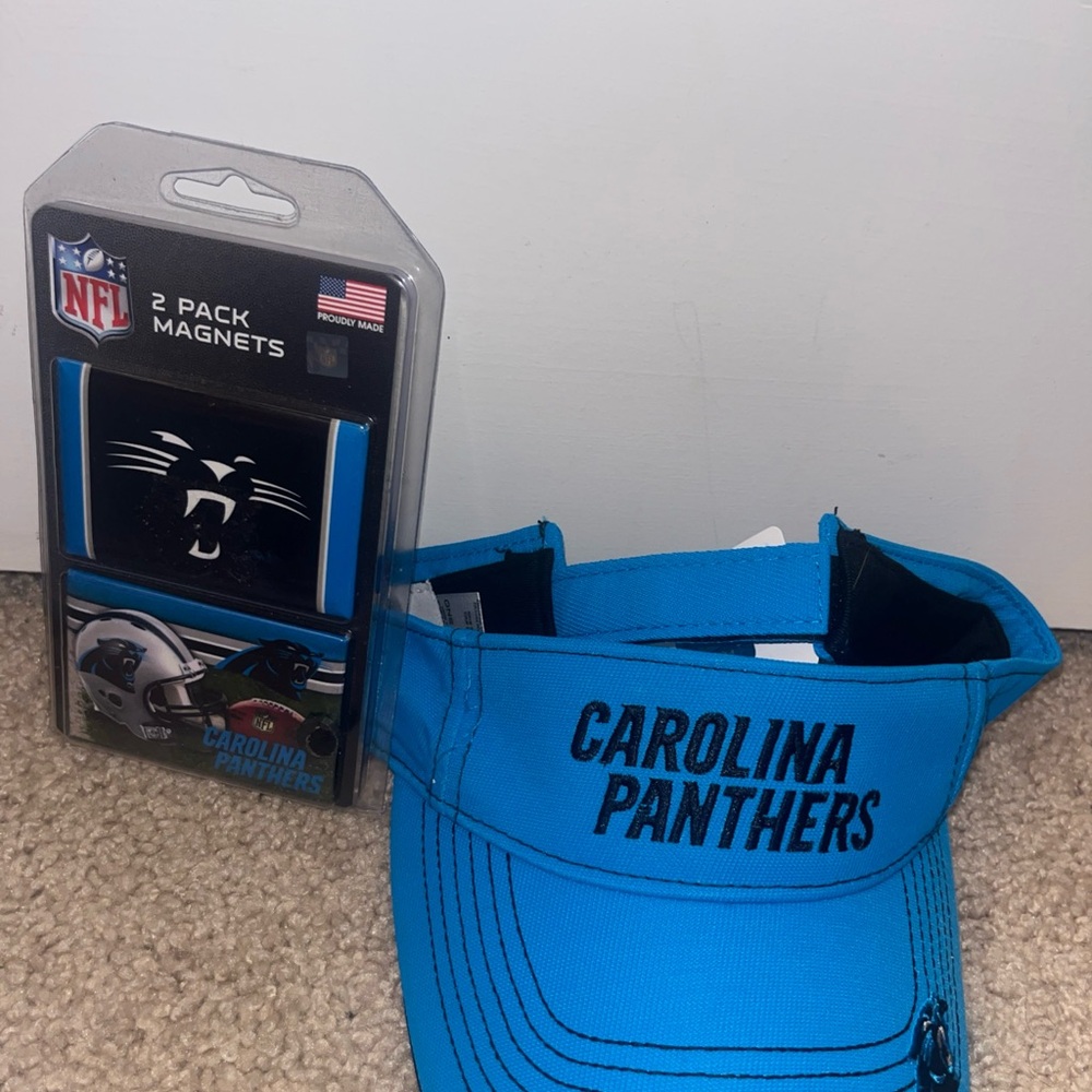 Carolina Panthers Blue Visor and Magnet Set